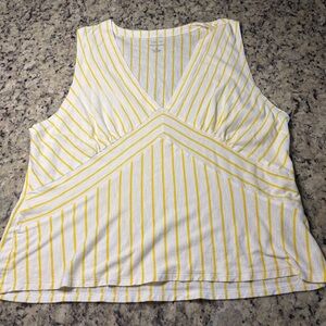 Banana Republic White and Yellow Striped Tank Top